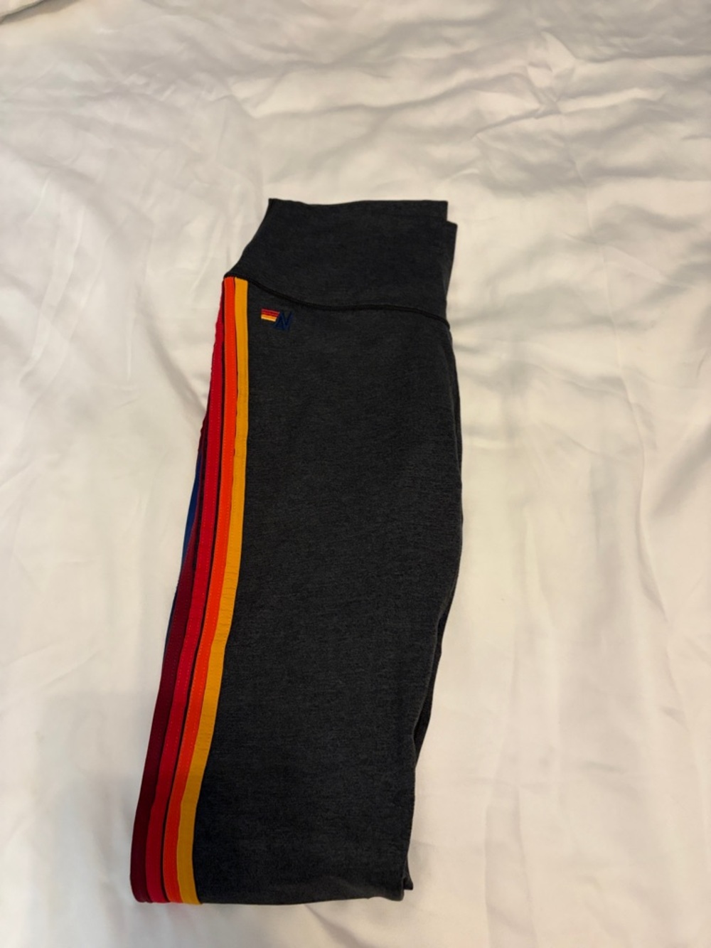 Aviator Nation Charcoal Leggings with Rainbow Side Stripes
